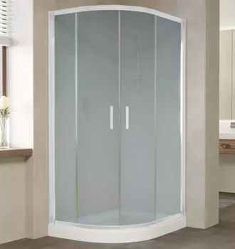 Душевой уголок Vegas Glass ZS-F 100*80 01 10 профиль белый, стекло сатин