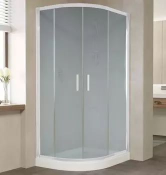 Душевой уголок Vegas Glass ZS-F 90*80 01 10 профиль белый, стекло сатин