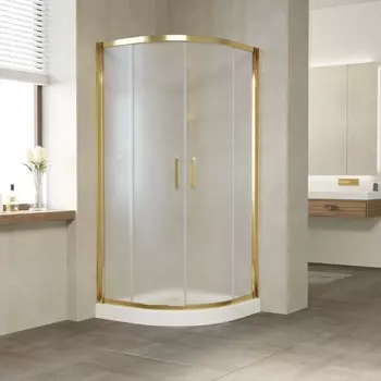 Душевой уголок Vegas Glass ZS Tur Novo 100 09 10 профиль золото, стекло сатин ZS TUR NOVO 100 09 10