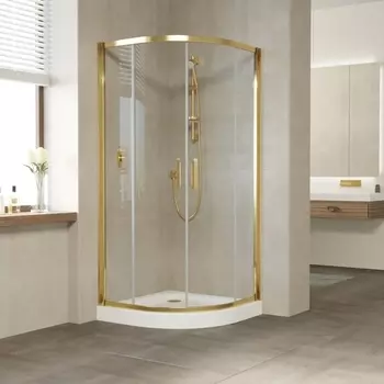 Душевой уголок Vegas Glass ZS Tur Novo 100 09 01 профиль золото, стекло прозрачное ZS TUR NOVO 100 09 01
