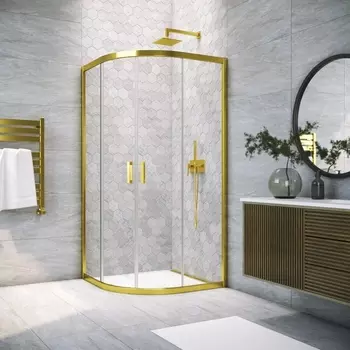 Душевой уголок Vegas Glass ZS Tur Novo h1900 100 09 01 профиль золото, стекло прозрачное ZS TUR NOVO h1900 100 09 01