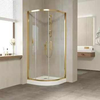 Душевой уголок Vegas Glass ZS Tur Novo 80 09 01 профиль золото, стекло прозрачное ZS TUR NOVO 80 09 01