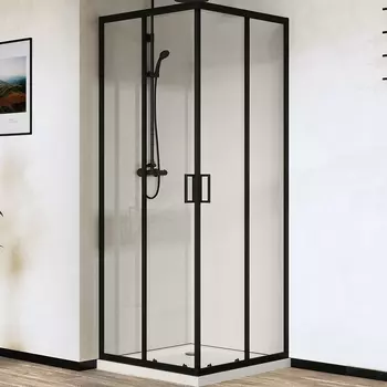 Душевой уголок Vincea City VSS-5CT900CLB 90х90х195 профиль черный, стекло прозрачное