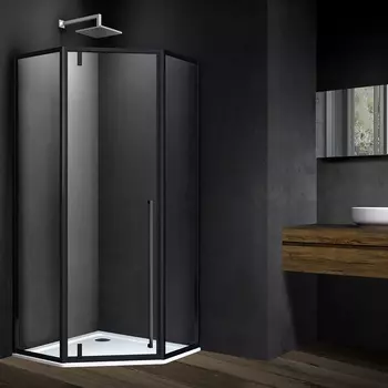 Душевой уголок Vincea Penta VSP-3P900CLB, 90х90х195, профиль чёрный, стекло прозрачное