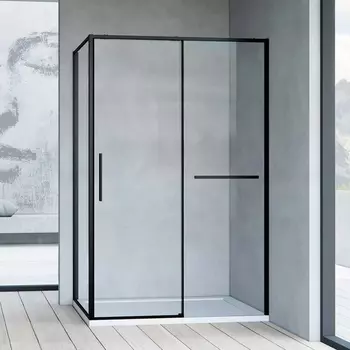 Душевой уголок Vincea Slim Soft VSR-1SS9011CLB 110x90, профиль черный, стекло прозрачное