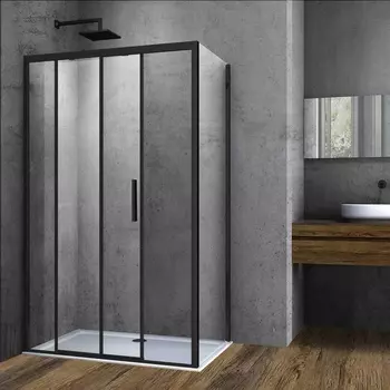 Душевой уголок Vincea Soft VSR-3SO9012CLB 120x90х195 профиль чёрный, стекло прозрачное