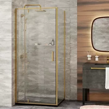 Душевой уголок Wasserkraft Aisch 55P03 90х90, профиль золотой матовый