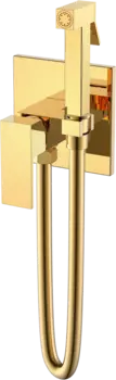 Гигиенический душ Boheme Qubic 477-G со смесителем, С ВНУТРЕННЕЙ ЧАСТЬЮ, shinny gold