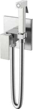 Гигиенический душ Boheme Qubic 477-NB со смесителем, С ВНУТРЕННЕЙ ЧАСТЬЮ, brushed nickel