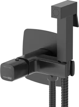 Гигиенический душ Wasserkraft Nuthe 9138 со смесителем, С ВНУТРЕННЕЙ ЧАСТЬЮ, черный soft-touch /9138