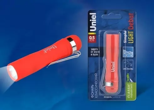 Карманный светодиодный фонарь Uniel (UL-00000210) от батареек 95х20 25 лм S-LD045-B Red