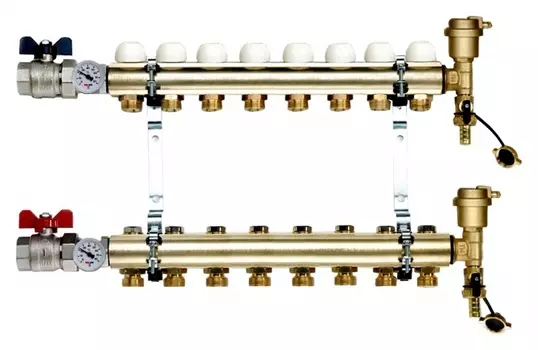 Коллектор Tiemme 3870010 1 х 3/4, латунный, 8 выходов