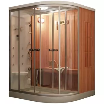 Комбинированная сауна 2в1 Frank F915R 150х150х218 профиль хром, стекло прозрачное, правая 2015118