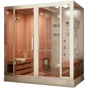 Комбинированная сауна 2в1 Frank F921L 220х130х220 профиль хром, стекло прозрачное, левая 2015199