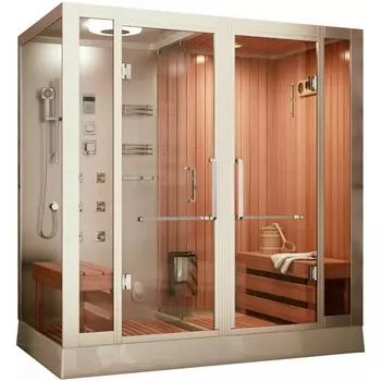 Комбинированная сауна 2в1 Frank F921R 220х130х220 профиль хром, стекло прозрачное, правая 2015198