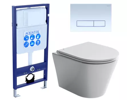 Комплект 3 в 1 инсталляция Акватек Standart 50 + Унитаз подвесной Ceramica Nova Forma CN3011 с кнопкой белой INS-0000012 + CN3011 + KDI-0000021