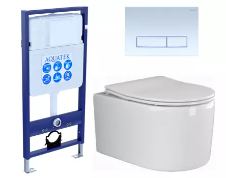 Комплект 3 в 1 инсталляция Акватек Standart 50 + Унитаз подвесной Ceramica Nova Moments CN3003 с кнопкой белой INS-0000012 + CN3003 + KDI-0000021