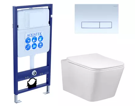 Комплект 3 в 1 инсталляция Акватек Standart 50 + Унитаз Vincea Q-Line VT1-12 с кнопкой белой INS-0000012 + VT1-12 + KDI-0000021