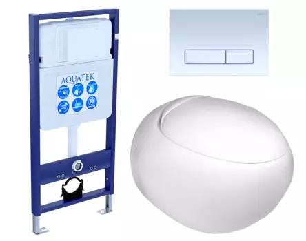 Комплект 3 в 1 инсталляция Акватек Standart 50 + Подвесной унитаз WeltWasser Jeckenbach с кнопкой белой INS-0000012 + 10000003809 + KDI-0000021