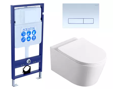 Комплект 3 в 1 инсталляция Акватек Standart 50 + Унитаз Vincea Cute VT1-24 с кнопкой белой INS-0000012 + VT1-24 + KDI-0000021