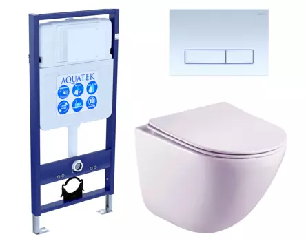 Комплект 3 в 1 инсталляция Акватек Standart 50 + Унитаз подвесной Esbano Lotus ESUPLOTUW с кнопкой белой INS-0000012 + ESUPLOTUW + KDI-0000021