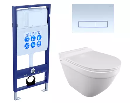 Комплект 3 в 1 инсталляция Акватек Standart 50 + Унитаз подвесной Iddis Cloud CLORDSEi25 с кнопкой белой INS-0000012 + CLORDSEi25 + KDI-0000021