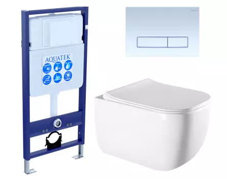 Комплект 3 в 1 инсталляция Акватек Standart 50 + Унитаз подвесной Vincea Form VT1-35 с кнопкой белой INS-0000012 + VT1-35 + KDI-0000021