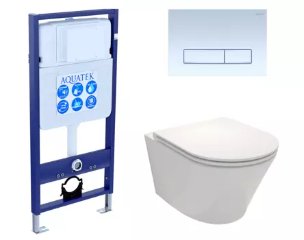 Комплект 3 в 1 инсталляция Акватек Standart 50 + Унитаз подвесной Jacob Delafon Rodin+ EDY102-00 с кнопкой белой INS-0000012 + EDY102-00 + KDI-0000021