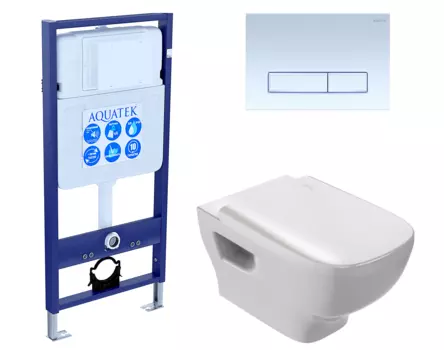 Комплект 3 в 1 инсталляция Акватек Standart 50 + Унитаз подвесной Jacob Delafon Struktura EDE102-00 с кнопкой белой INS-0000012 + EDE102-00 + E20606-00 + KDI-0000021