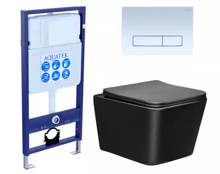 Комплект 3 в 1 инсталляция Акватек Standart 50 + Унитаз Vincea Q-Line VT1-12MB черный с кнопкой белой INS-0000012 + VT1-12MB + KDI-0000021