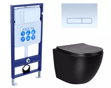 Комплект 3 в 1 инсталляция Акватек Standart 50 + Унитаз Vincea Globo VT1-14MB черный с кнопкой белой INS-0000012 + VT1-14MB + KDI-0000021
