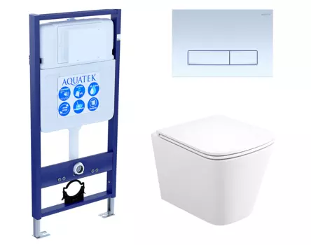 Комплект 3 в 1 инсталляция Акватек Standart 50 + Унитаз подвесной Enio Binario EN4215896 с кнопкой белой INS-0000012 + EN4215896 + KDI-0000021