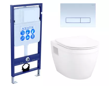 Комплект 3 в 1 инсталляция Акватек Standart 50 + Унитаз подвесной Enio Bolo EN8350034 с кнопкой белой INS-0000012 + EN8350034 + KDI-0000021