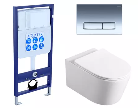 Комплект 3 в 1 инсталляция Акватек Standart 50 + Унитаз Vincea Cute VT1-24 с кнопкой хром INS-0000012 + VT1-24 + KDI-0000023