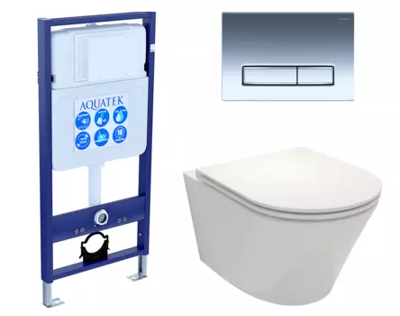 Комплект 3 в 1 инсталляция Акватек Standart 50 + Унитаз подвесной Jacob Delafon Rodin+ EDY102-00 с кнопкой хром INS-0000012 + EDY102-00 + KDI-0000023