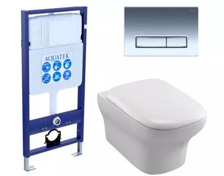 Комплект 3 в 1 инсталляция Акватек Standart 50 + Унитаз подвесной Jacob Delafon Vox EDM102-00 с кнопкой хром INS-0000012 + EDM102-00 + E20142-00 + KDI-0000023