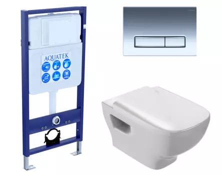 Комплект 3 в 1 инсталляция Акватек Standart 50 + Унитаз подвесной Jacob Delafon Struktura EDE102-00 с кнопкой хром INS-0000012 + EDE102-00 + E20606-00 + KDI-0000023