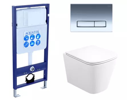 Комплект 3 в 1 инсталляция Акватек Standart 50 + Унитаз подвесной Enio Binario Tornado EN4180237 с кнопкой хром INS-0000012 + EN4180237 + KDI-0000023