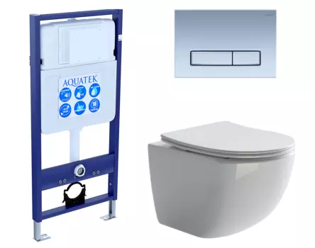 Комплект 3 в 1 инсталляция Акватек Standart 50 + Унитаз подвесной Ceramica Nova Forma CN3009 с кнопкой хром матовой INS-0000012 + CN3009 + KDI-0000024