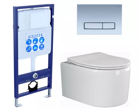 Комплект 3 в 1 инсталляция Акватек Standart 50 + Унитаз подвесной Ceramica Nova Moments CN3003 с кнопкой хром матовой INS-0000012 + CN3003 + KDI-0000024