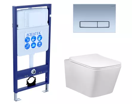 Комплект 3 в 1 инсталляция Акватек Standart 50 + Унитаз Vincea Q-Line VT1-12 с кнопкой хром матовой INS-0000012 + VT1-12 + KDI-0000024