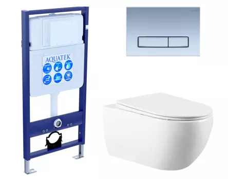 Комплект 3 в 1 инсталляция Акватек Standart 50 + Унитаз подвесной Vincea Evo VT1-34 с кнопкой хром матовой INS-0000012 + VT1-34 + KDI-0000024