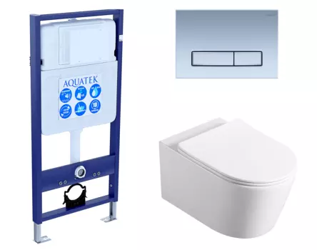 Комплект 3 в 1 инсталляция Акватек Standart 50 + Унитаз Vincea Cute VT1-24 с кнопкой хром матовой INS-0000012 + VT1-24 + KDI-0000024