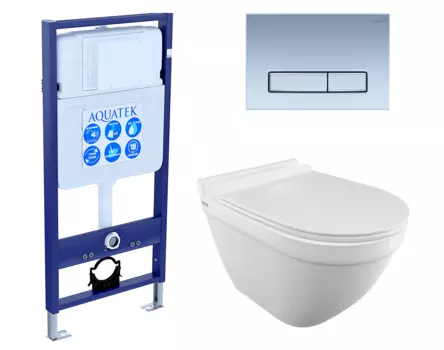 Комплект 3 в 1 инсталляция Акватек Standart 50 + Унитаз подвесной Iddis Cloud CLORDSEi25 с кнопкой хром матовой INS-0000012 + CLORDSEi25 + KDI-0000024