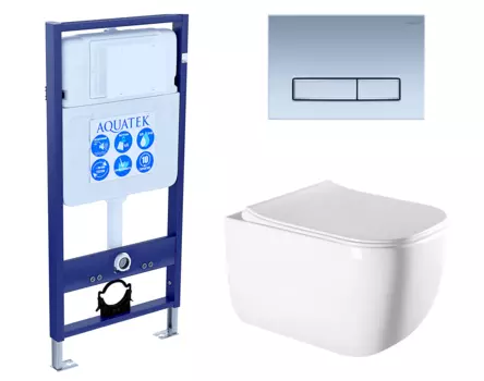 Комплект 3 в 1 инсталляция Акватек Standart 50 + Унитаз подвесной Vincea Form VT1-35 с кнопкой хром матовой INS-0000012 + VT1-35 + KDI-0000024