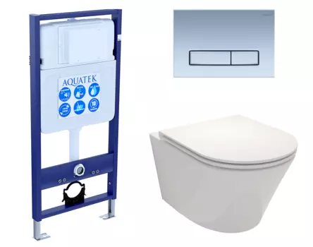 Комплект 3 в 1 инсталляция Акватек Standart 50 + Унитаз подвесной Jacob Delafon Rodin+ EDY102-00 с кнопкой хром матовой INS-0000012 + EDY102-00 + KDI-0000024