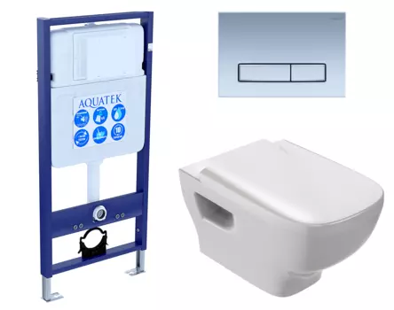 Комплект 3 в 1 инсталляция Акватек Standart 50 + Унитаз подвесной Jacob Delafon Struktura EDE102-00 с кнопкой хром матовой INS-0000012 + EDE102-00 + E20606-00 + KDI-0000024