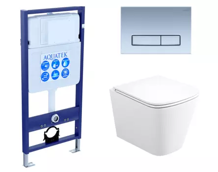 Комплект 3 в 1 инсталляция Акватек Standart 50 + Унитаз подвесной Enio Binario EN4215896 с кнопкой хром матовой INS-0000012 + EN4215896 + KDI-0000024