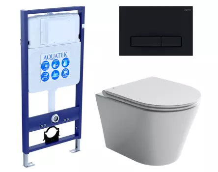 Комплект 3 в 1 инсталляция Акватек Standart 50 + Унитаз подвесной Ceramica Nova Forma CN3011 с кнопкой черной INS-0000012 + CN3011 + KDI-0000025