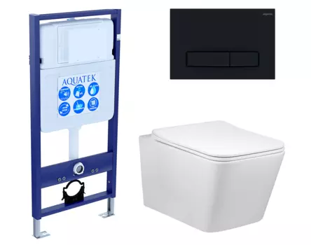 Комплект 3 в 1 инсталляция Акватек Standart 50 + Унитаз Vincea Q-Line VT1-12 с кнопкой черной INS-0000012 + VT1-12 + KDI-0000025